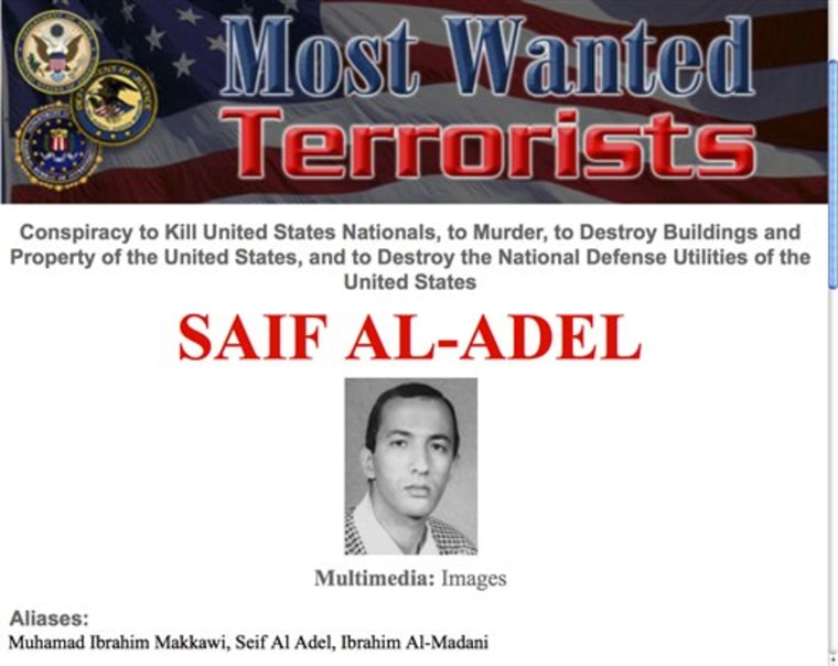 An FBI most-wanted poster for Saif Al-Adel.